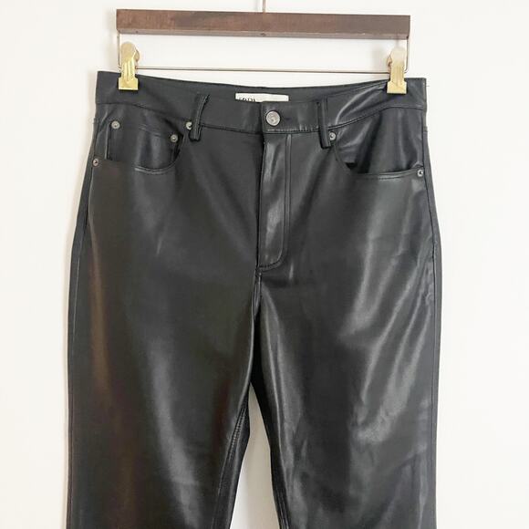 ZARA Faux Leather The Dreed Cropped Flare Pants Black 8 - Picture 4 of 9